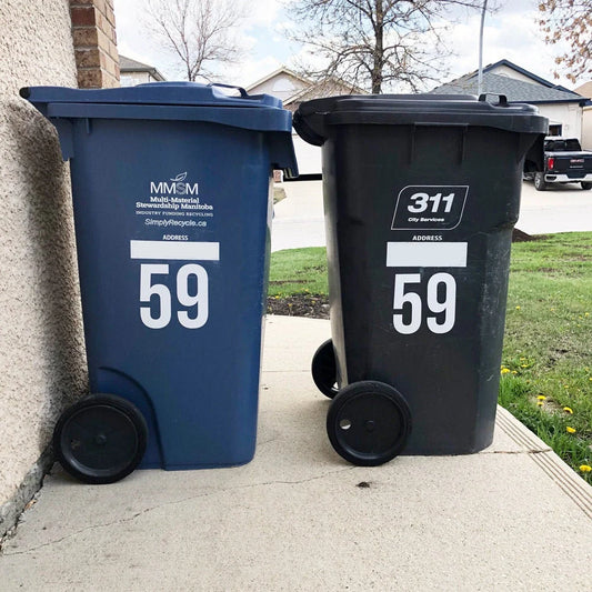 House Number Decals for Garbage & Recycling Bin and Mailbox