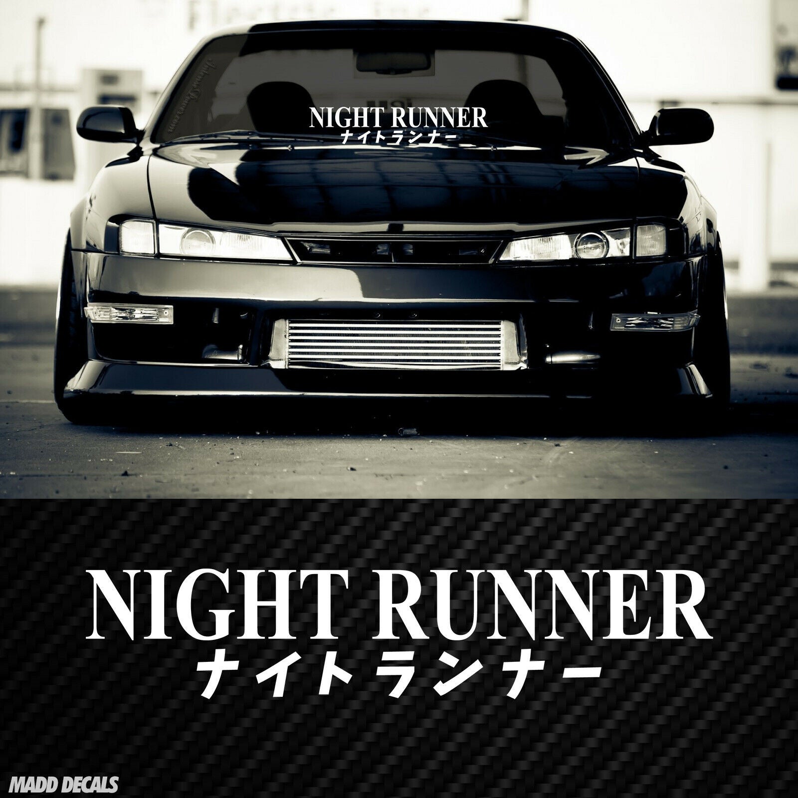 Night Runner with Japanese Windshield Banner - Madd Decals